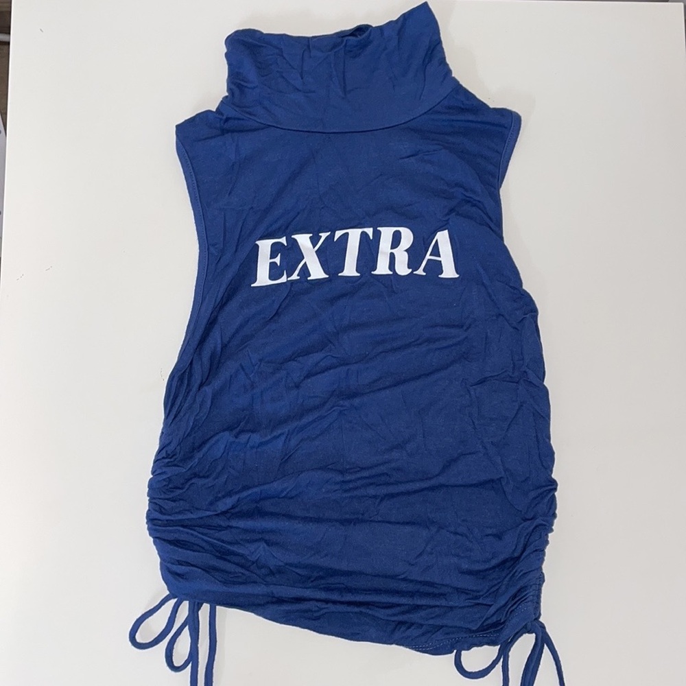 Blue Turtle Neck Tank Top